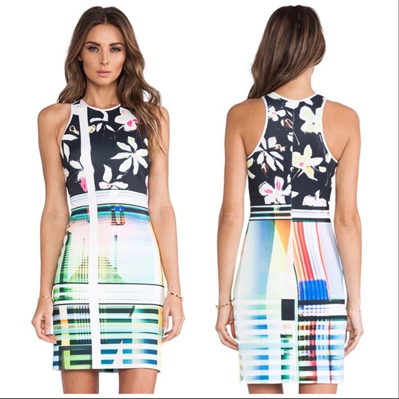 Clover Canyon Dresses & Skirts - Clover Canyon Rainbow Garden Plaid Neoprene Dress